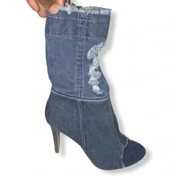 EGO Denim Distressed Stiletto Bootie Size 39 - Picture 3 of 6